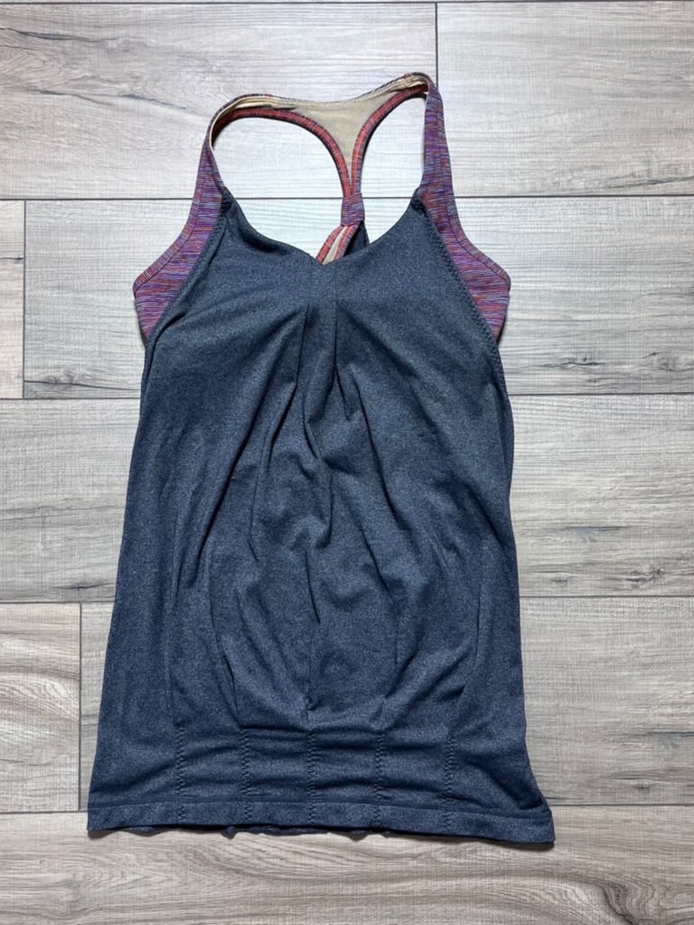 Lululemon Women’s Practice Freely Gathered Back Two Layer Tank Size 6 Gray